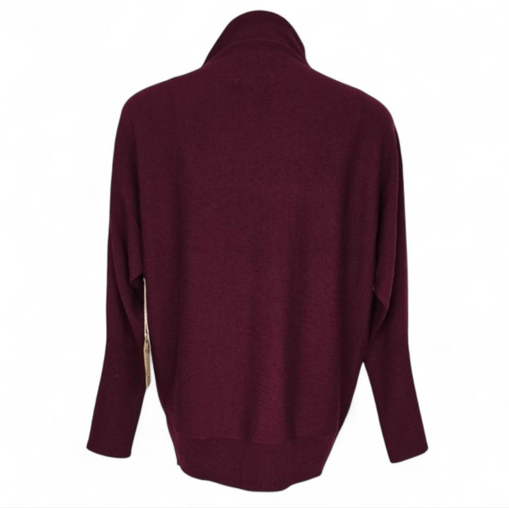 NWT Telluride Women's Burgundy Extra Fine Merino Wool Funnel Neck Sweater Size M - Picture 2 of 16